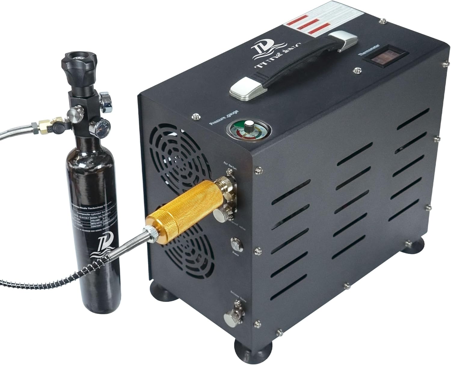 TUDIVING-4500Psi/300Bar Air Compressor,800W Dual-Cylinder PCP Airgun Compressor,Auto Stop High Pressure Compressor,Diving Compressorfor Fill a 2L Diving Tank