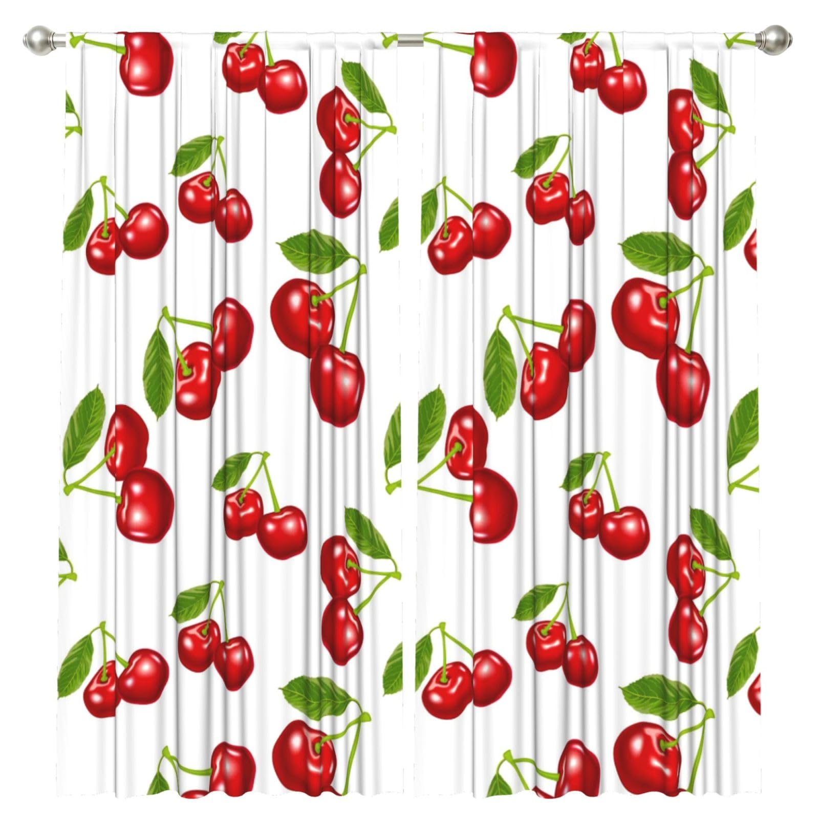 InOmak Cherry Pattern, 2 Panels Window Curtains 52 x 84 Inch Blackout Curtains for Living Room Bedroom