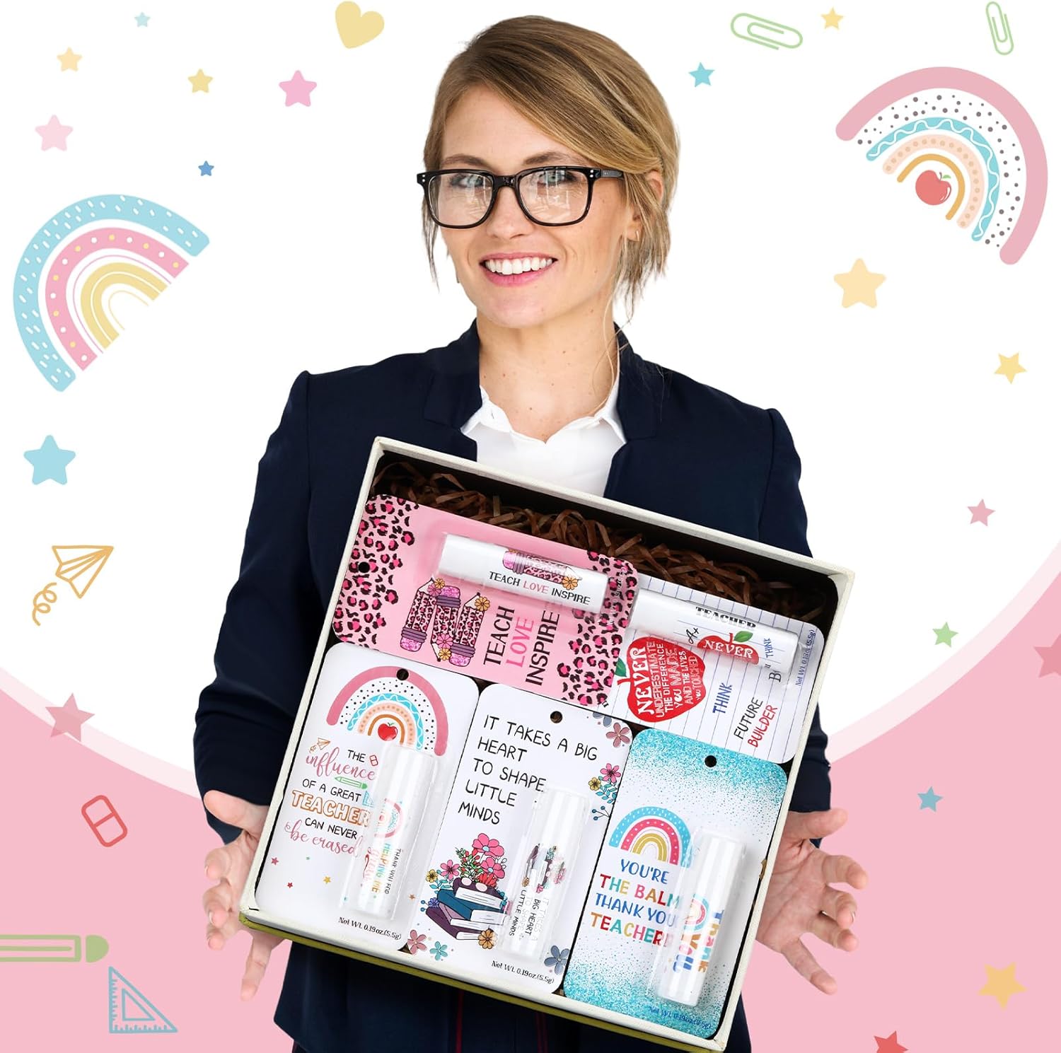 60 Pack Teacher Employee Appreciation Gift Bulk Lip Balm Employee Staff Appreciation Teacher Staff Team Thank You Gift Bulk Honey Flavor Balm Inspirational Party Favor for Women Men (Classic)