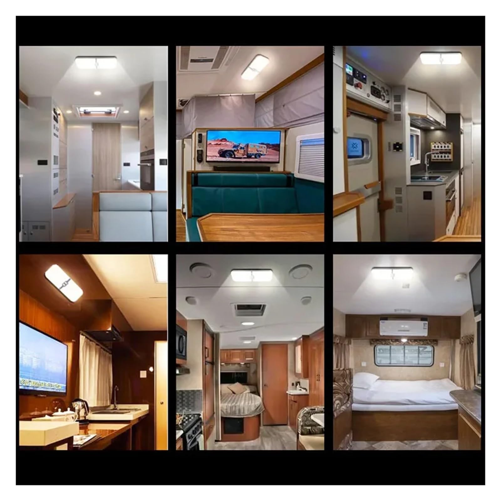 Lampada da soffitto a LED for camper con doppia cupola e interruttore ON/OFF, illuminazione interna for auto/camper/roulotte/camper/barca, 12 V, bianco naturale(24 LED- White)