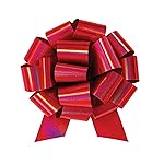 InstaBows Large Red Gift Bow 12 Color Changing Holographic Pull String Bow Perfect for Gift Wrapping Big Presents Cars Bikes & More