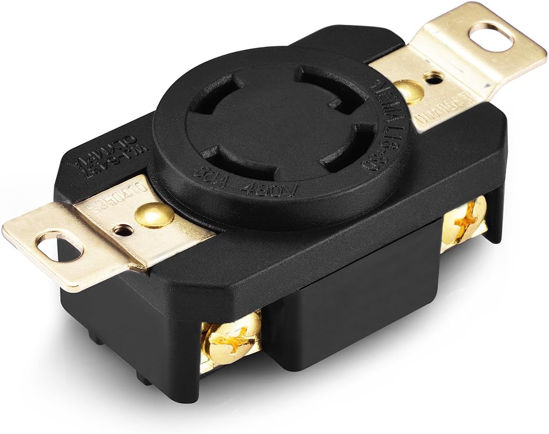 Aweking UL Listed NEMA L1630R Receptacle Connector Socket,30A 30 Amp