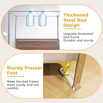 Stainless Steel Canopy Bed Frame Metal Frame with 4 Corners Design Sturdy Bed Canopy Frame for Wood Bed, King Size