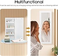 Vista 5 de Armario de tabla de planchar de pared giratoria de 180° con armario de almacenamiento y espejos, gabinete de planchado colgante de diseño plegable