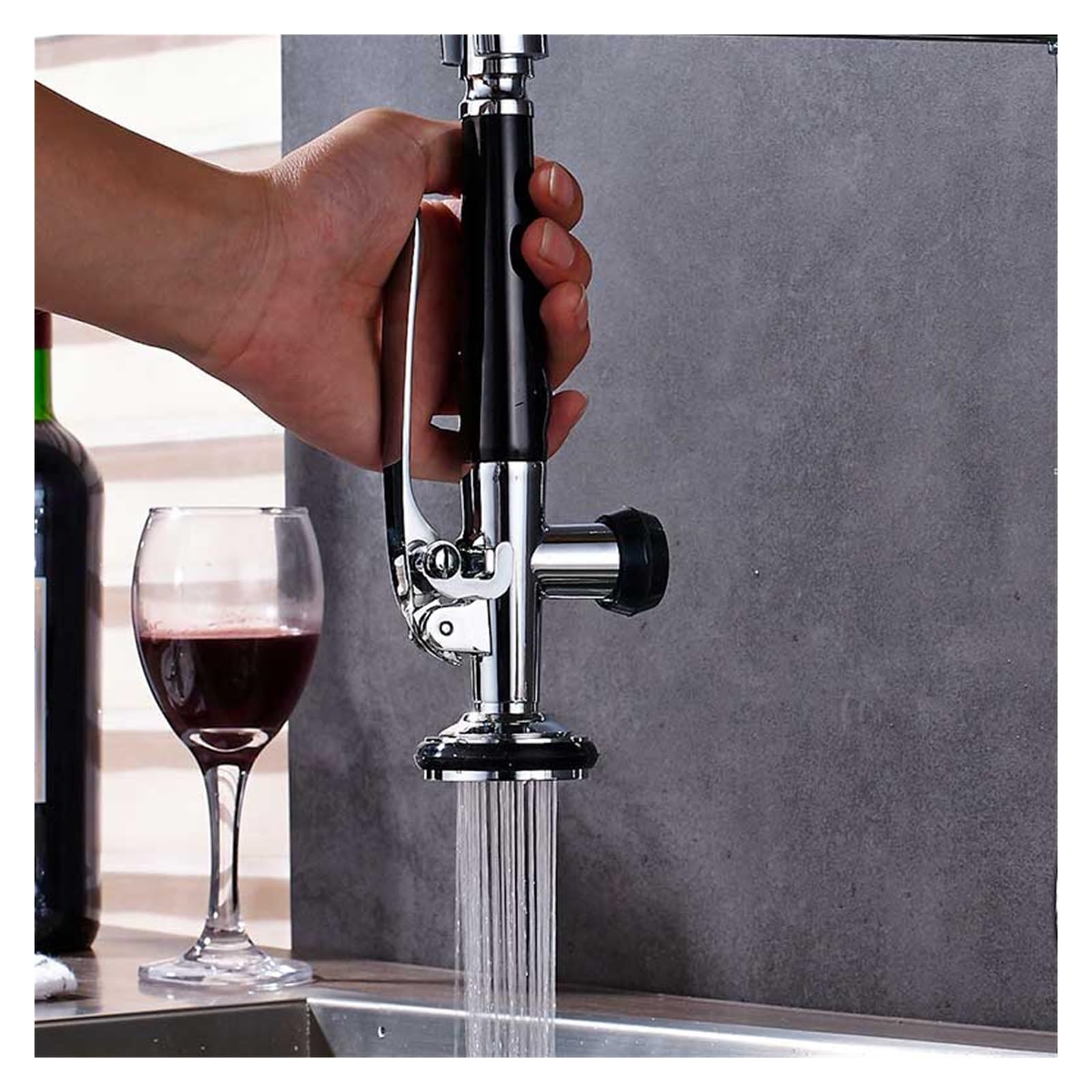 Pommeau de douche de cuisine avec pulvérisateur extractible pour robinet évier chrome