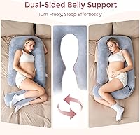Vista 5 de Momcozy Dreamlign U Pro - Almohada de embarazo para dormir, almohada de maternidad con almohada ajustable para las piernas, funda extraíble, soporte
