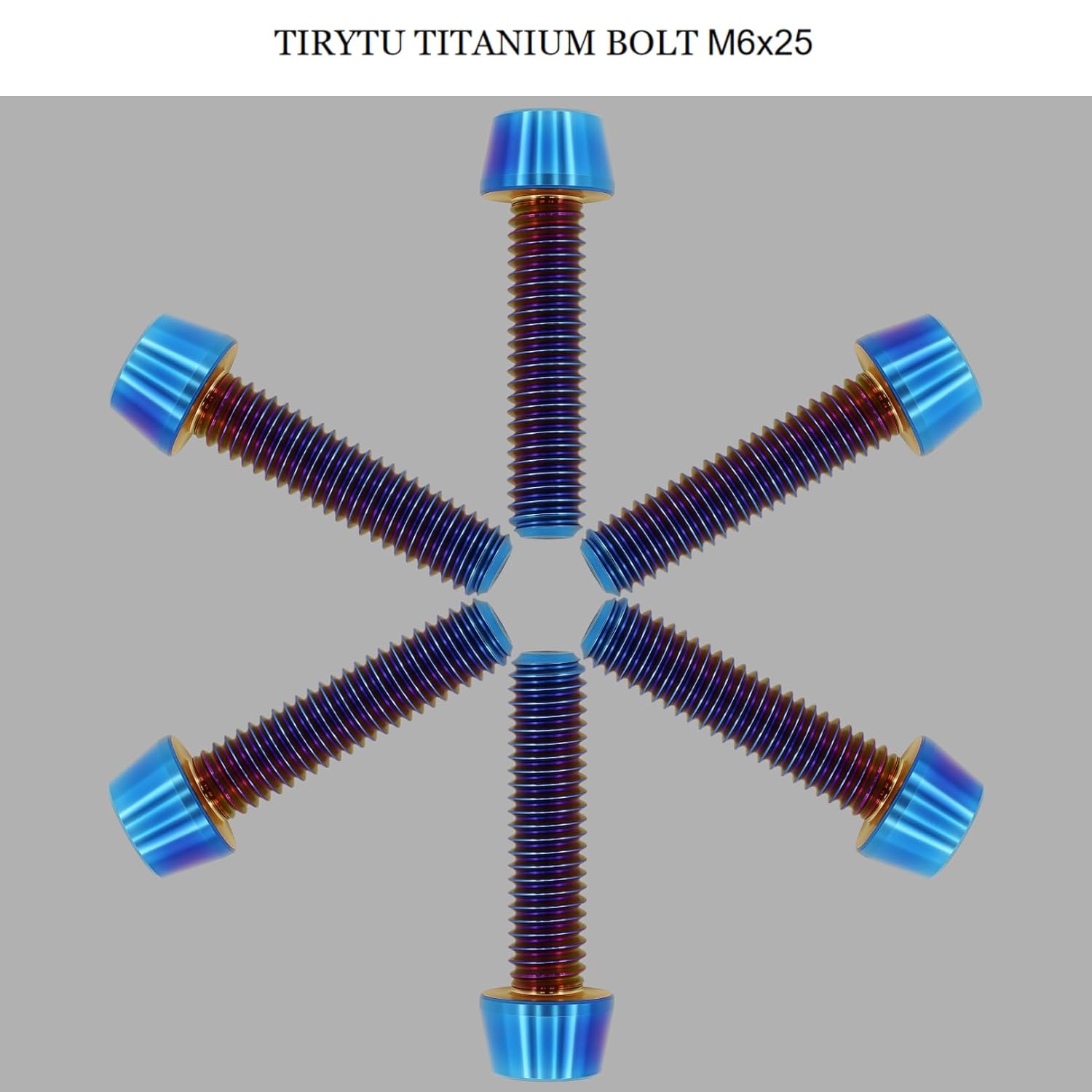 M8X25mm Titanium Bolts - Tapered Head Hex Socket Screws for Bike, Motorcycle, Marine | Corrosion Resistant in Salty/Humid Conditions, Lightweight Fasteners | Burnt Blue (6PC)