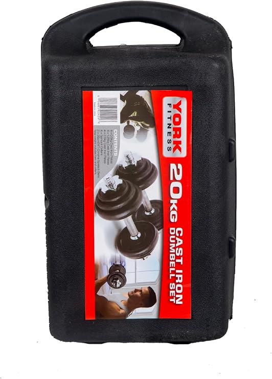 Dambıl Seti, 20 Kg, Kauçuk Kulplu, Krom Bar, Döküm Plakalar, Siyah, Taşıma Çantalı