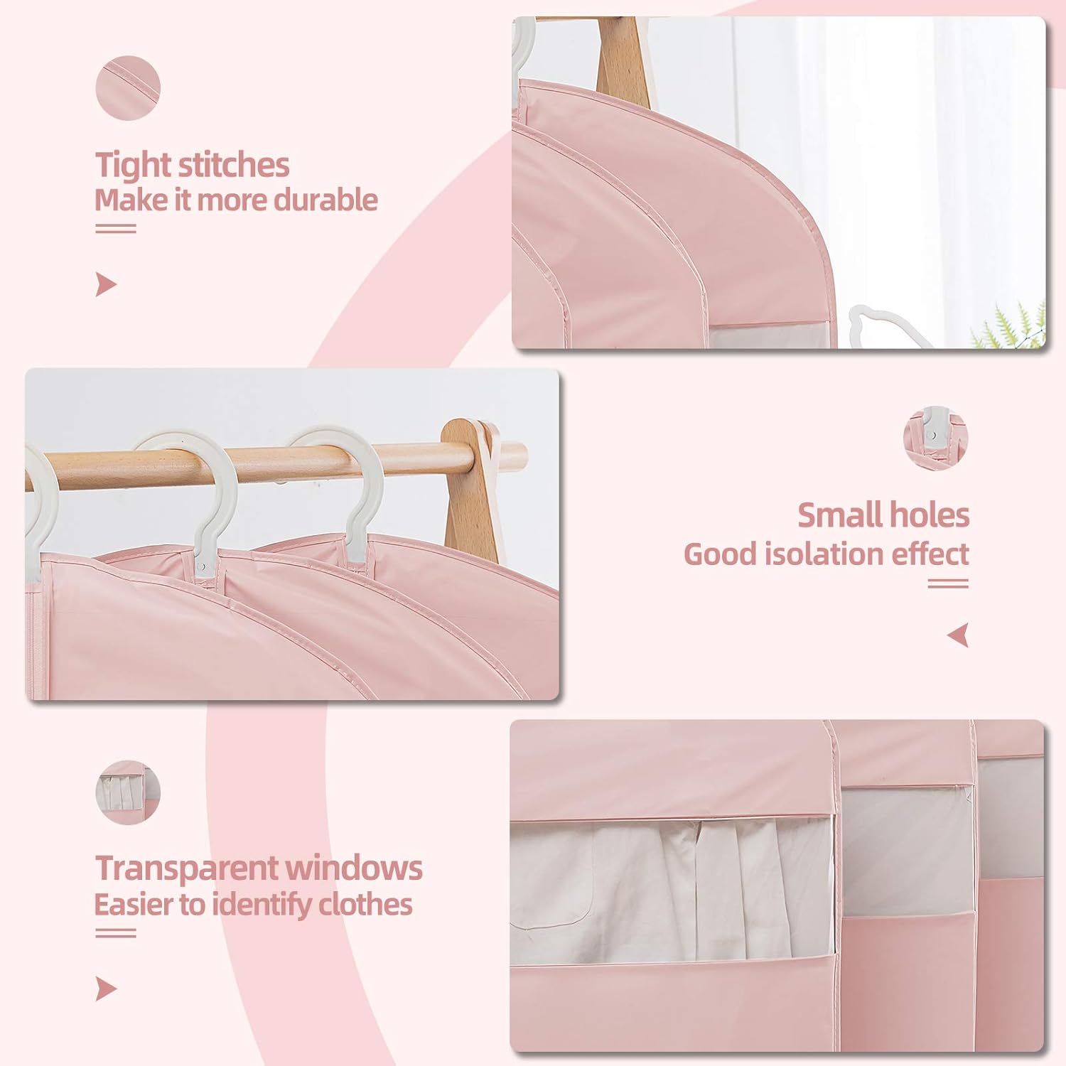MARMINS Pink Dress Bags for Gowns Long, 65'' Long Dress Clear Garment Bag(Set of 2, 23.3'' X 65'') image 3