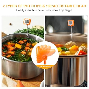2 Pcs Digital Candy Thermometer with Pot Clip, Instant Read Thermometer