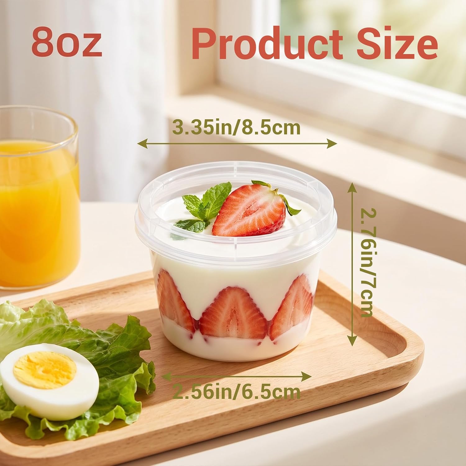 100 Pack 8 oz Clear Plastic Dessert Cups with Lids and Spoons, Round Style