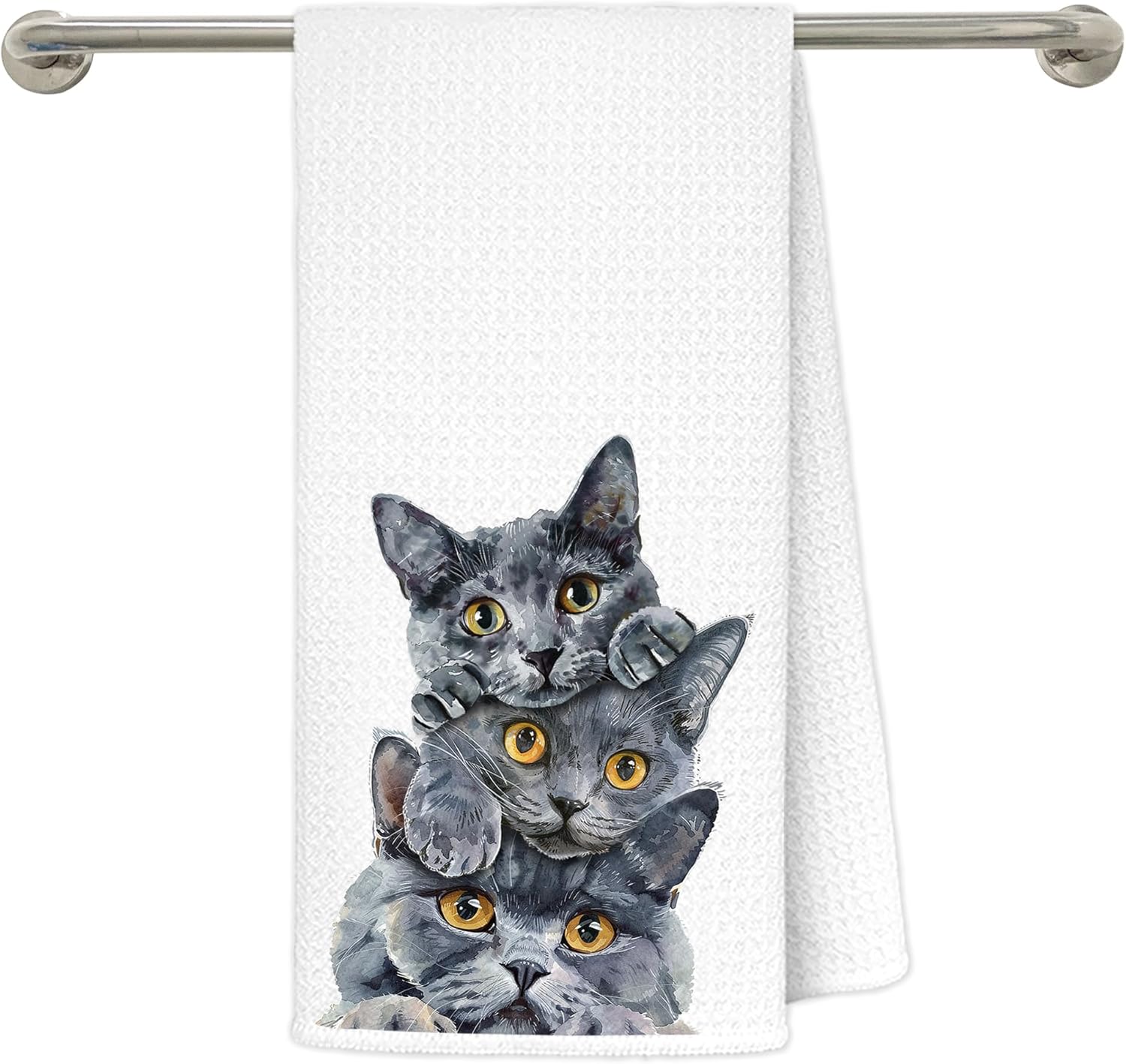 Russian Blue Cat Kitchen Towels 16x24 in, Russian Gifts, Cat Lovers Mom Owner Gifts, Cute Kitty Kitten Decorative Hand Tea Dish Towels for Bathroom Kitchen
