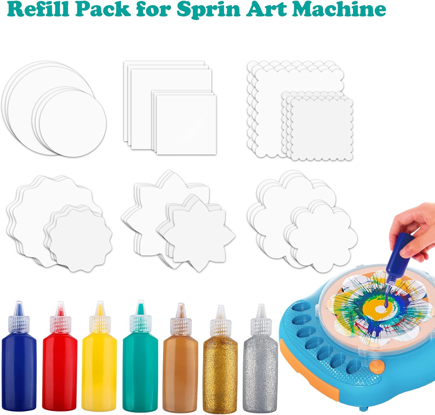 Paint Spin Art Machine Kit and Refill Pack, Arts & Crafts Painting Spinner Toys Kits Sets for Kids