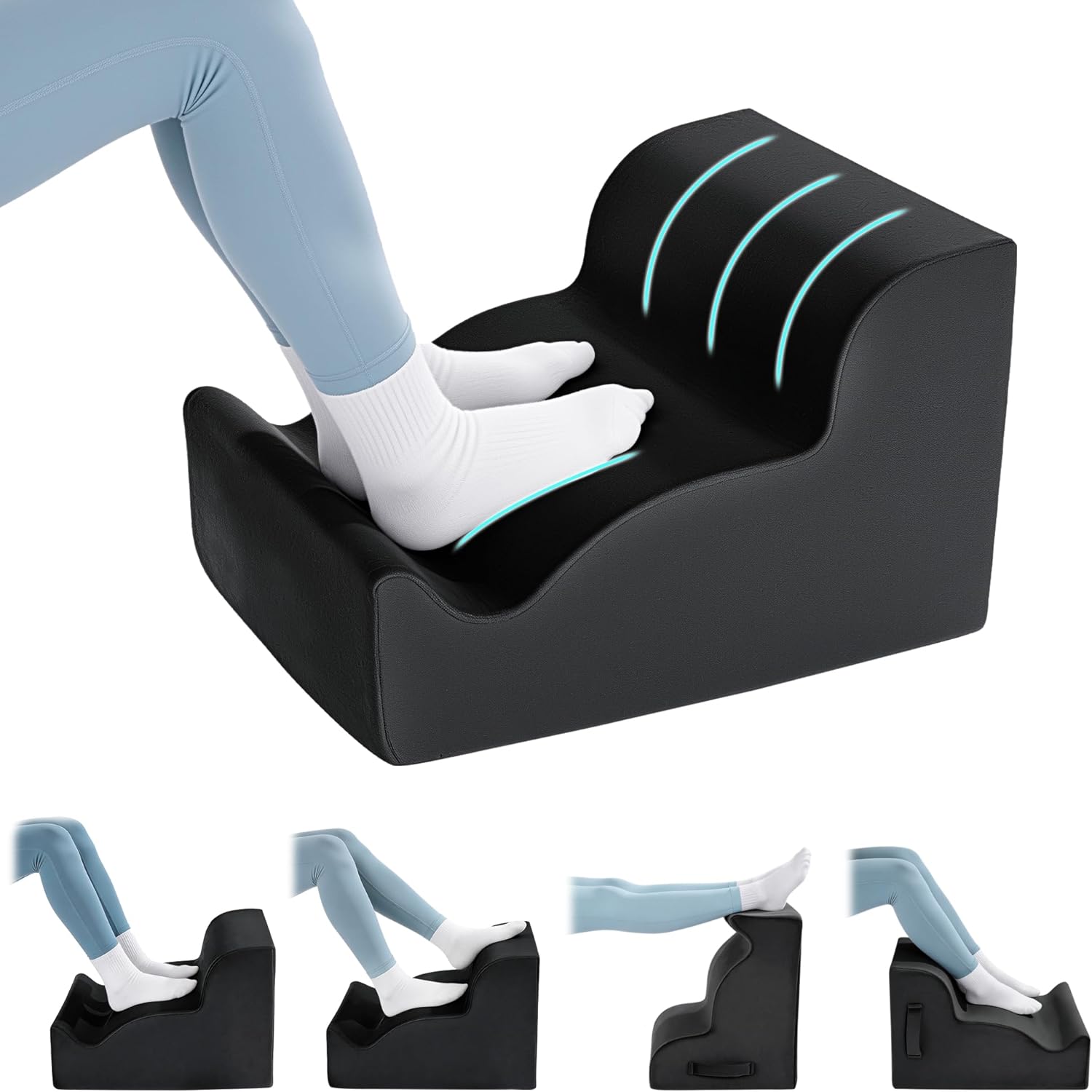 BALAPET Ergonomic Foot Rest Under Desk, Large Leg Rest for Desk with High Density Foam, Office Foot Stool for Chair, Multi-Use Leg Elevation Support Cushion for Work, Gaming, Sofa Relaxation(Black)