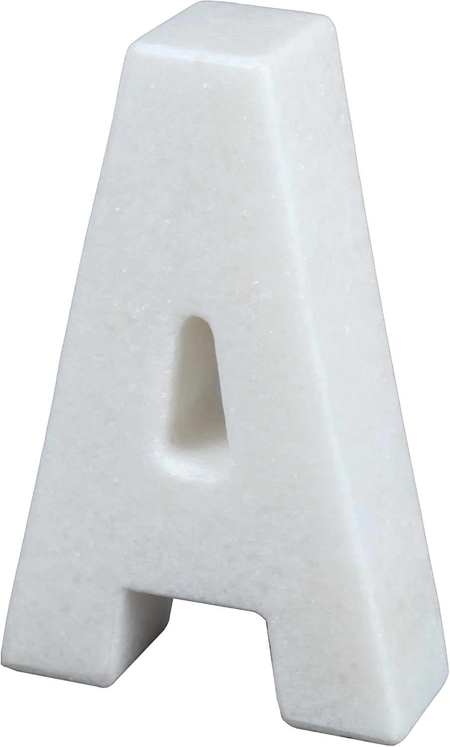 Creative Home Natural Marble Stone Letter A Bookends Paper Weight Office Shelf Organizer Table Top Decorative Piece, 4" W x 5.9" H, 1.5" D, Off-White (Patterns May Vary)