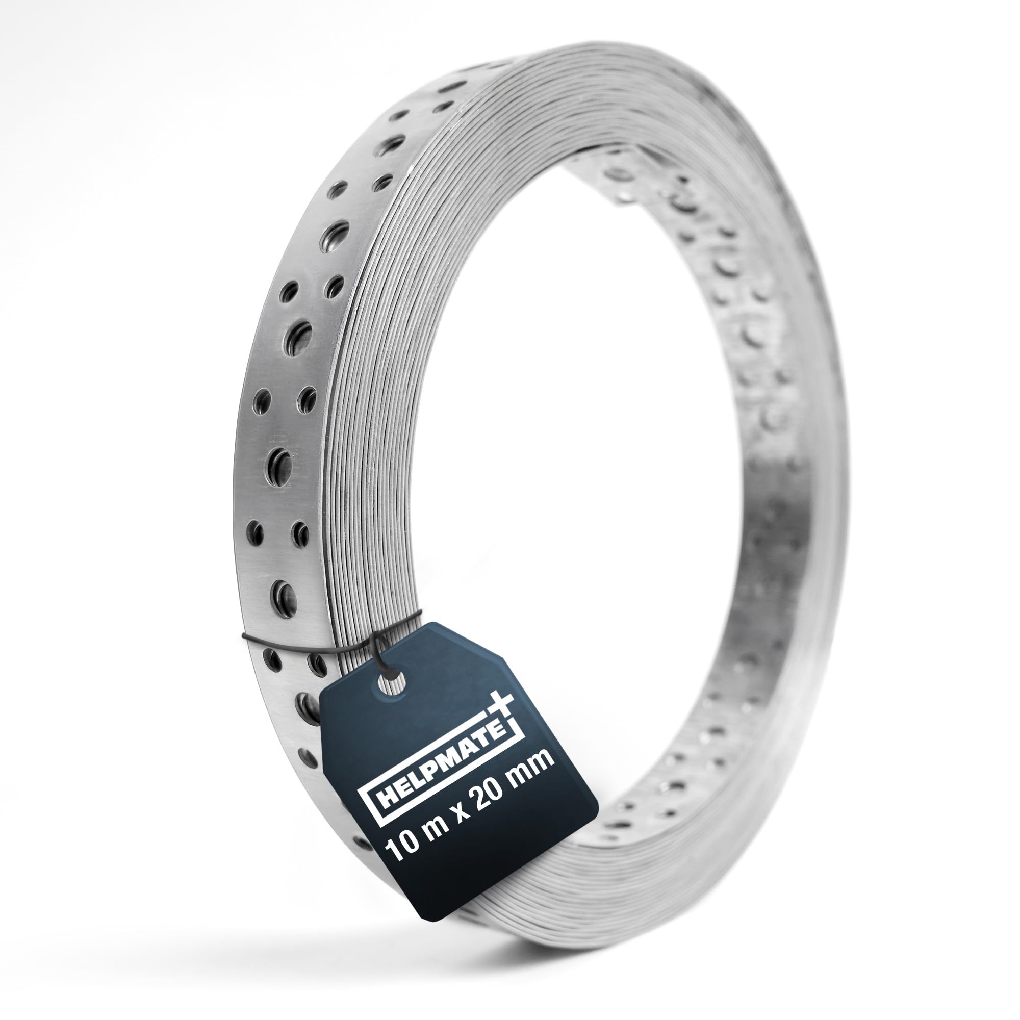 Helpmate Silver – Perforated Metal Strip 10 M – Sendzimir Galvanised Steel – Width 20 Mm, Thickness 0.8 Mm – High Quality Zinc-Coated Perforated Belt - For Building Construction, Workshop, Dyi Projects