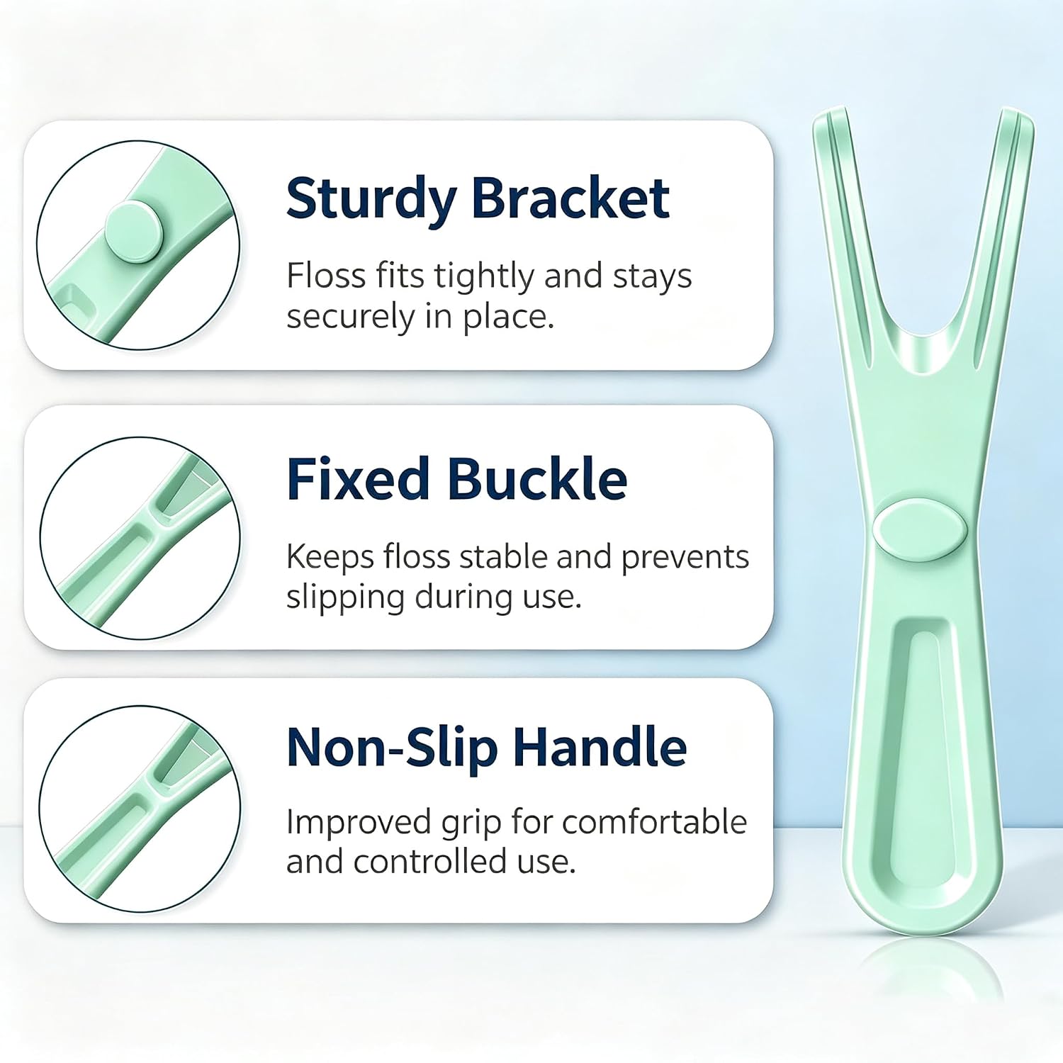 Reusable Dental Floss Dispenser Kit, 2 Pack Floss Holder with 6 Mint Dental Floss Refills, 60M Waxed Floss, Easy Refill Floss Container for Home Bathroom Travel Oral Care, Blue & Green image 4