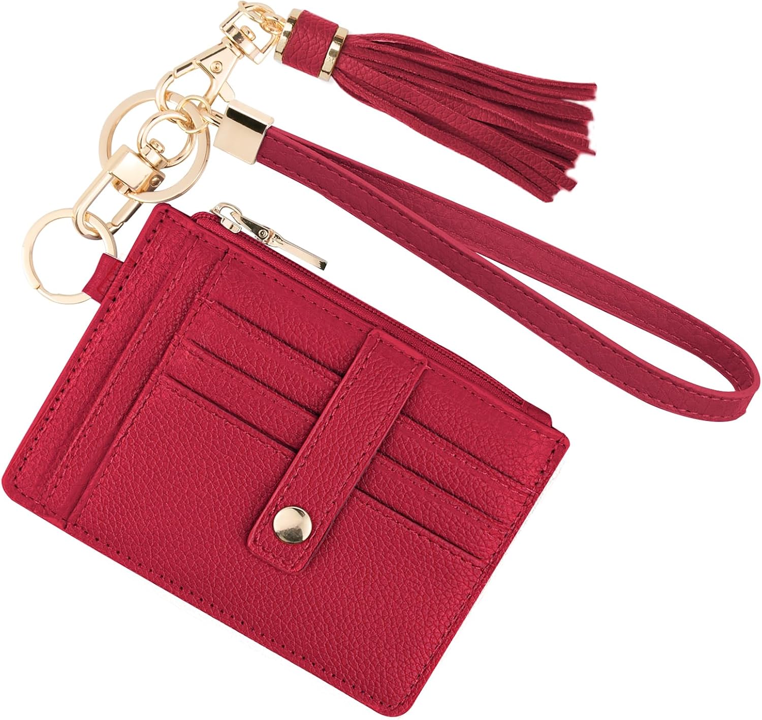 Small Wristlet Wallets for Women RFID Credit Card Holder Wallet Keychain Wristlet Wallet Credit Card Wallets for Women(Red)