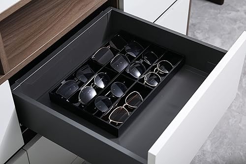 Miniatura 2 de MyGift Bandeja de almacenamiento de acrílico negro de alta calidad para gafas de sol con 8 compartimentos, lentes de sol, gafas de lectura, lentes,