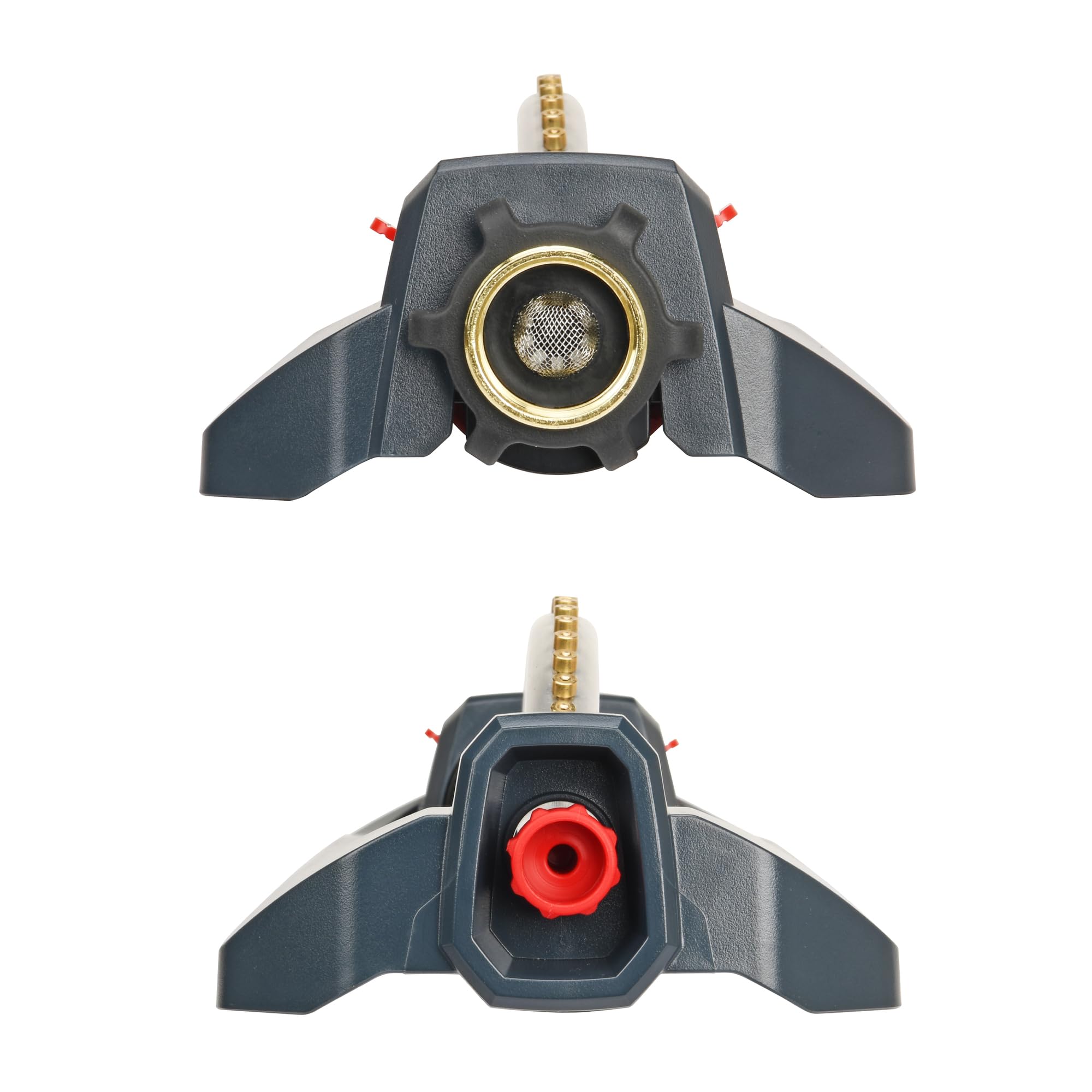 Eden 96217 Irrigatore oscillante Turbo, copre fino a 3.700 piedi quadrati, 18 ugelli in ottone, base ponderata robusta, portata regolabile, pacchetto di connessione rapida, nero, rosso, argento
