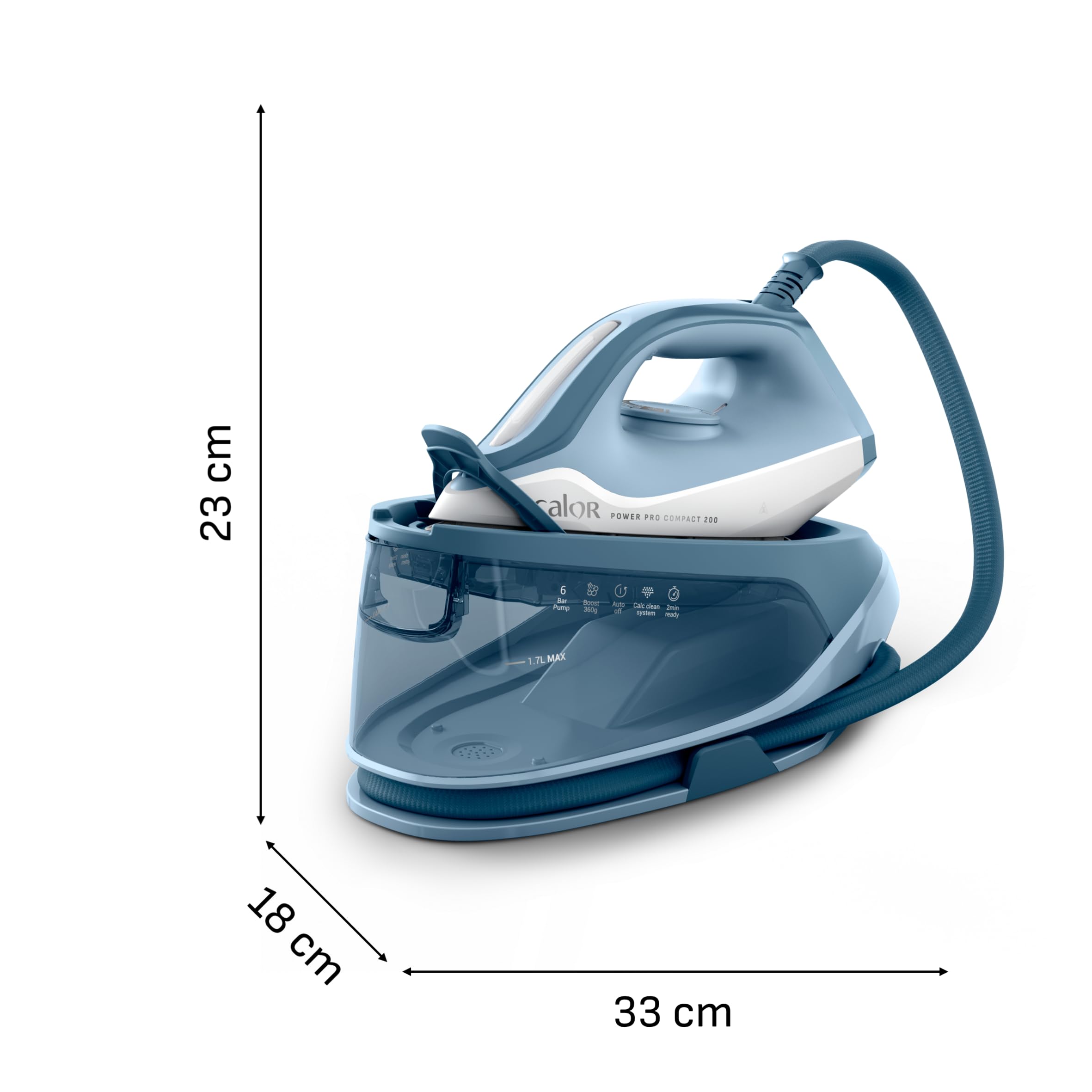 Calor Power Pro Compact 200, Centrale Vapeur Classique, Effet pressing 360 g/min, Léger et compact, Réservoir 1,7L, SV6210C0