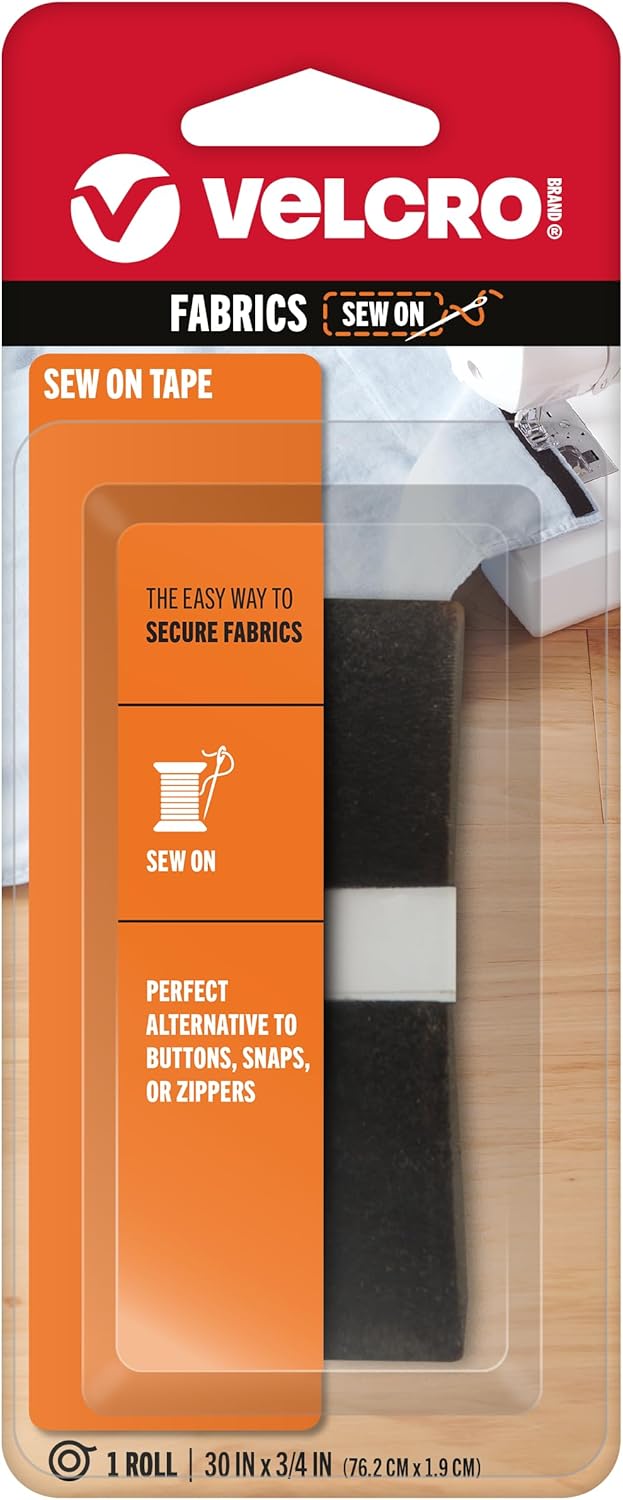 VELCRO Brand – 90029 For Fabrics | Sew On Fabric Tape for Alterations and Hemming | No Ironing or Gluing | Ideal Substitute for Snaps and Buttons | Tape, 30in x 3/4in, Black VELCRO Brand – 90029 For Fabrics | Sew On Fabric Tape for Alterations and Hemming | No Ironing or Gluing | Ideal Substitute for Snaps and Buttons | Tape, 30in x 3/4in, Black