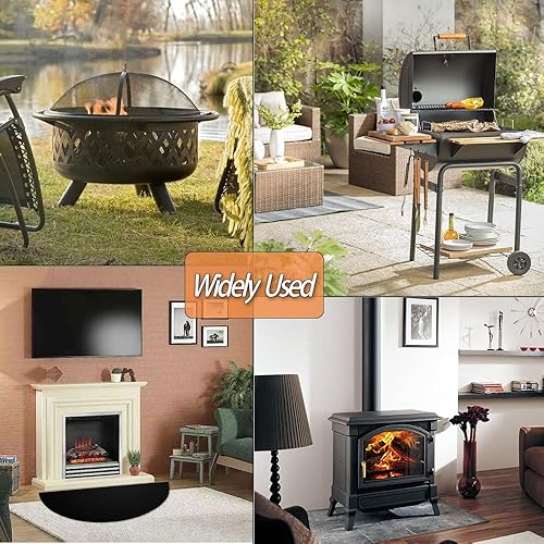 Miniatura 6 de Tapete ignífugo para chimenea, de 32 x 60 pulgadas, para chimeneas, tapete medio redondo para protector de suelo de chimenea, alfombras de chimenea