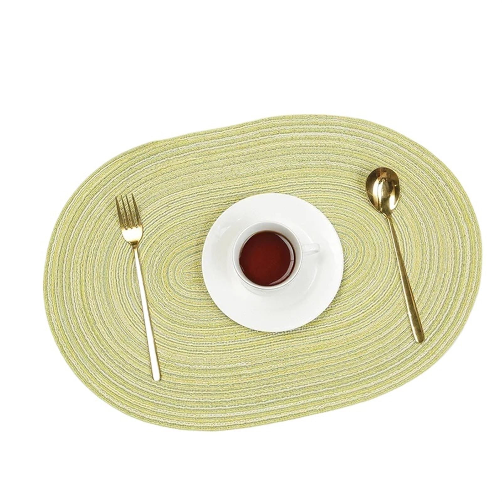 place mats for table Non-slip Oval Shape Placemats Insulation Coaster Pad Home Hand-woven Decorative Table Mat Dining Plate Desktop Decoration for Kitchen Restaurant Dining Table(Green)