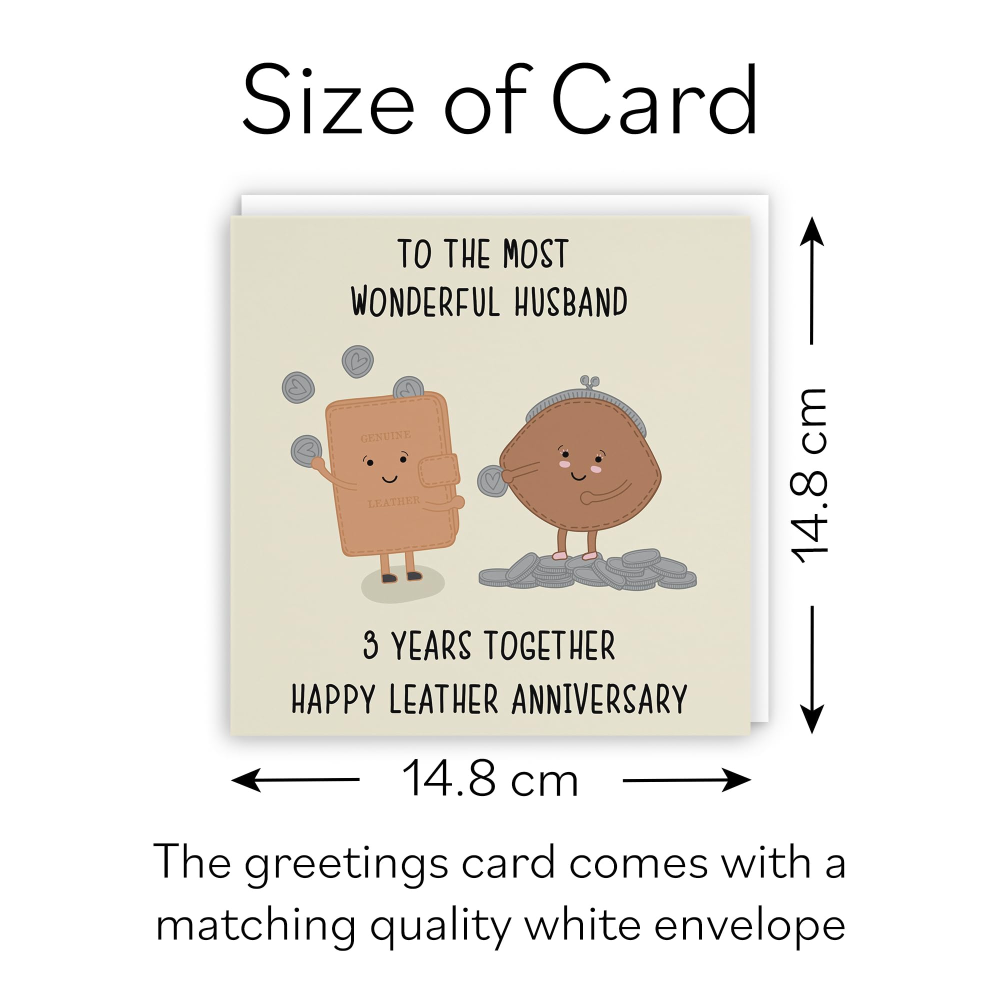Hunts England, Husband 3rd Anniversary Card, Fun Cute Anniversary Card, 3 Years Together, Happy Leather Anniversary - Image 4
