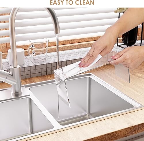 Miniatura 7 de Anglelife 8 elevadores de exhibición grandes, estante rectangular transparente de 4 pulgadas de ancho para escaparate coleccionables, soporte de