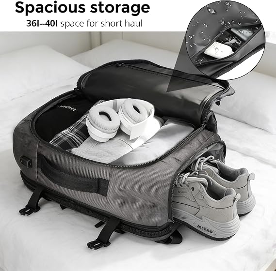 Swissdigital Design Travel Backpack 40L,TSA Friendly Flight Approved Carry-on Luggage Hand,with USB Charging Port Large Weekender Bag Fits 17 Inch Laptop Backpack Grey | SD1756-02