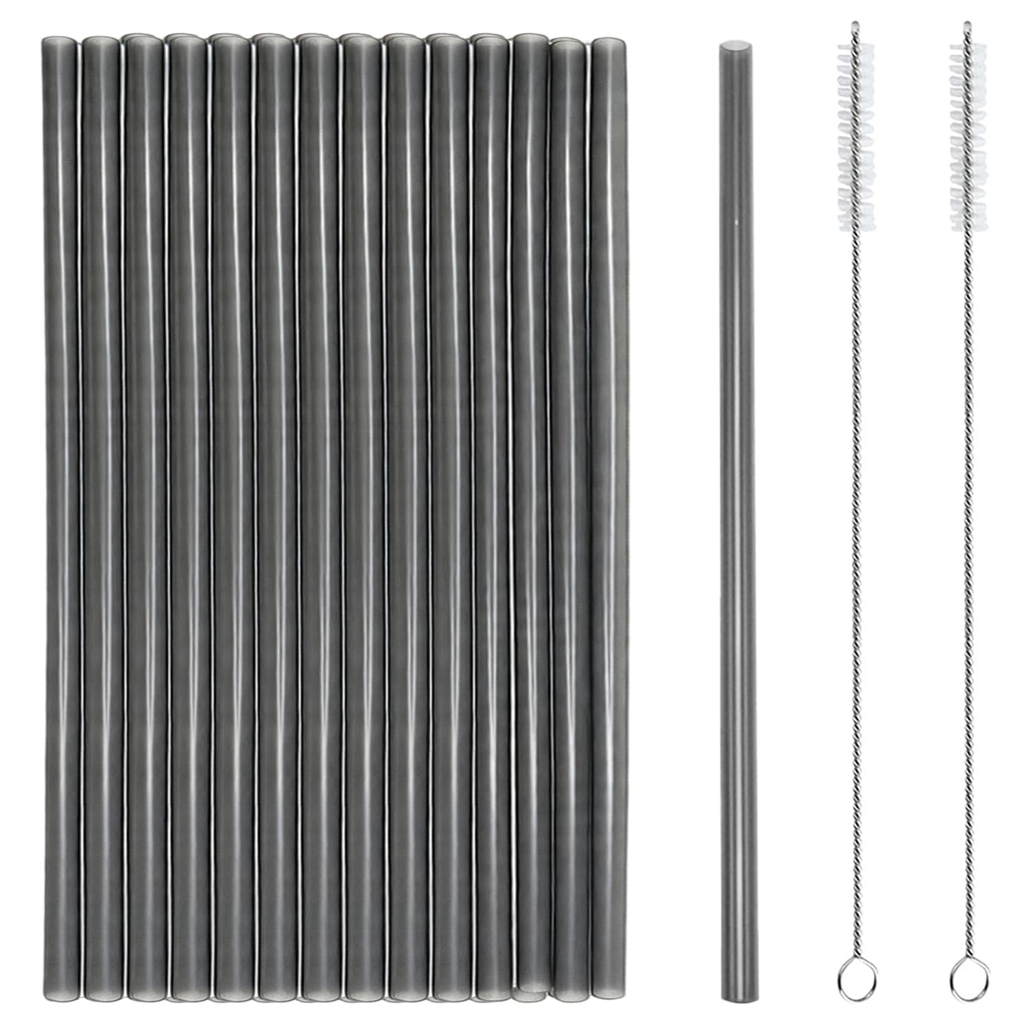 iJiGui 50 Pcs Plastic Straws, 19cm x 7mm, Reusable Straws(Grey)