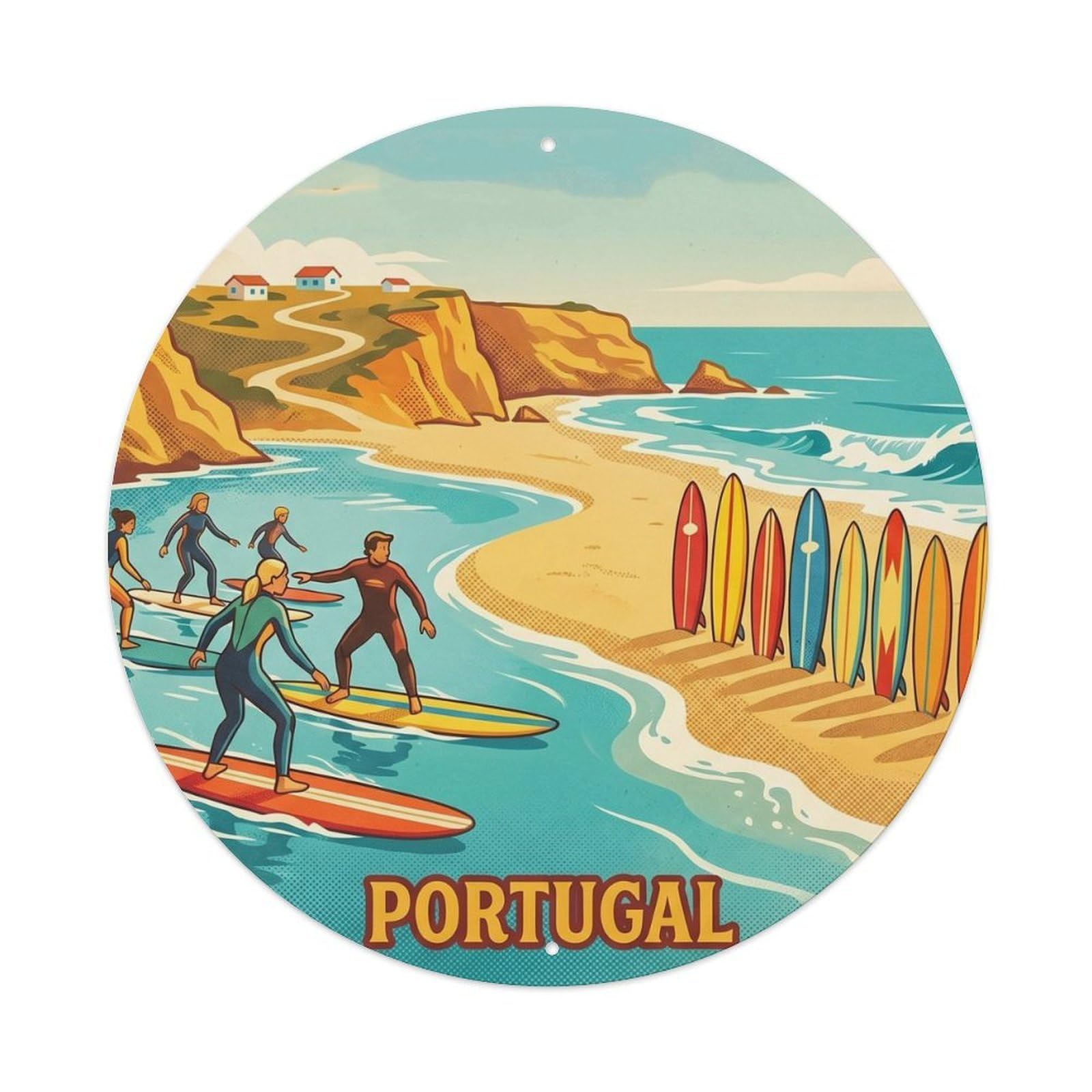 Olhnbad 08X08inch Style Heritage Portugal Algarve Coast Classic Travel Art Metal Tin Sign