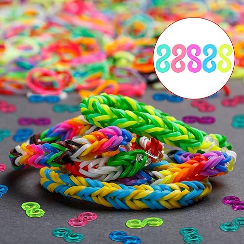 Miniatura 3 de Juego de 500 clips en S para bandas de goma, kit de recambios de conectores de plástico arcoíris, clip de telar para pulseras de goma (colorido)