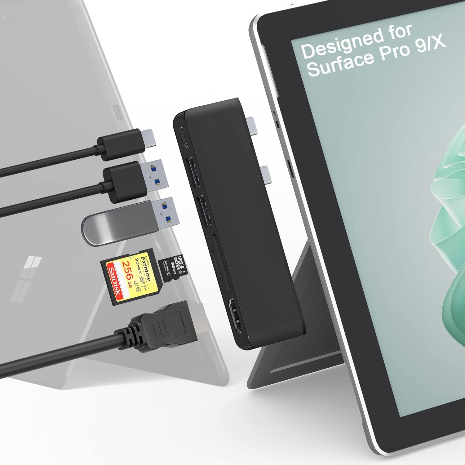 Amazon Surface Pro 9 ハブ、Surface Pro X ハブ 4K HDMIポート + 100W USBC