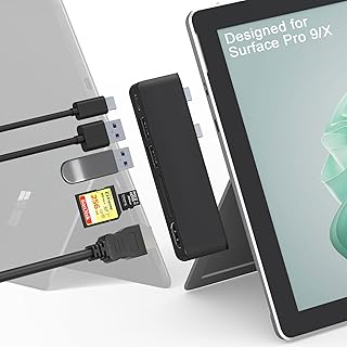 Surface Pro 9 Accessories, Surface Pro 9 Hub Docking Station with 4K HDMI, USB-C Thunerbolt 4 (Display+Data+PD Charging), USB 3.0*2, SD TF Card Slot, Triple Display for Surface Pro 9/X