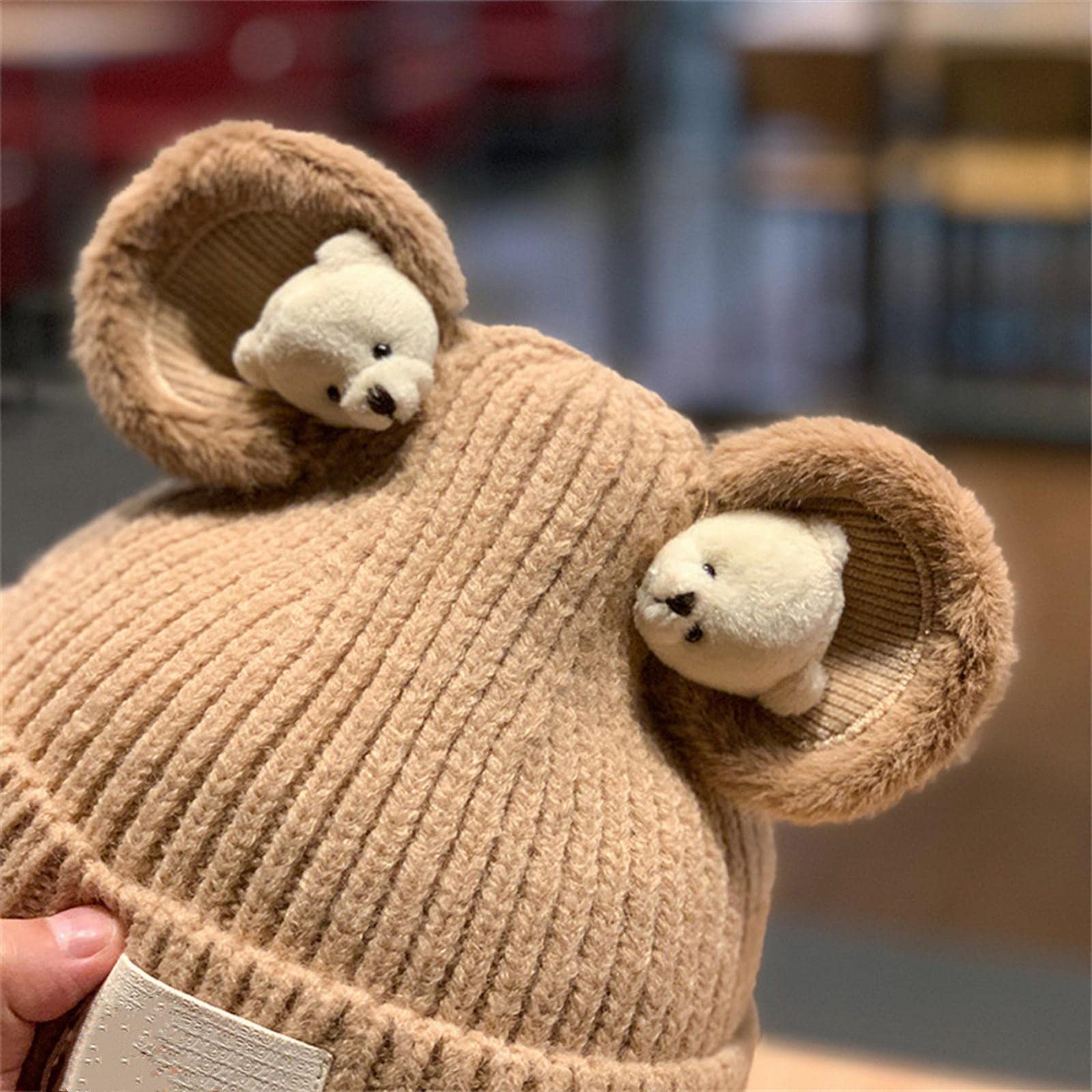Gorro de los gorios con Orejas de Oso de Osito de Pompones de Pompones Lindo y Encantador para niños