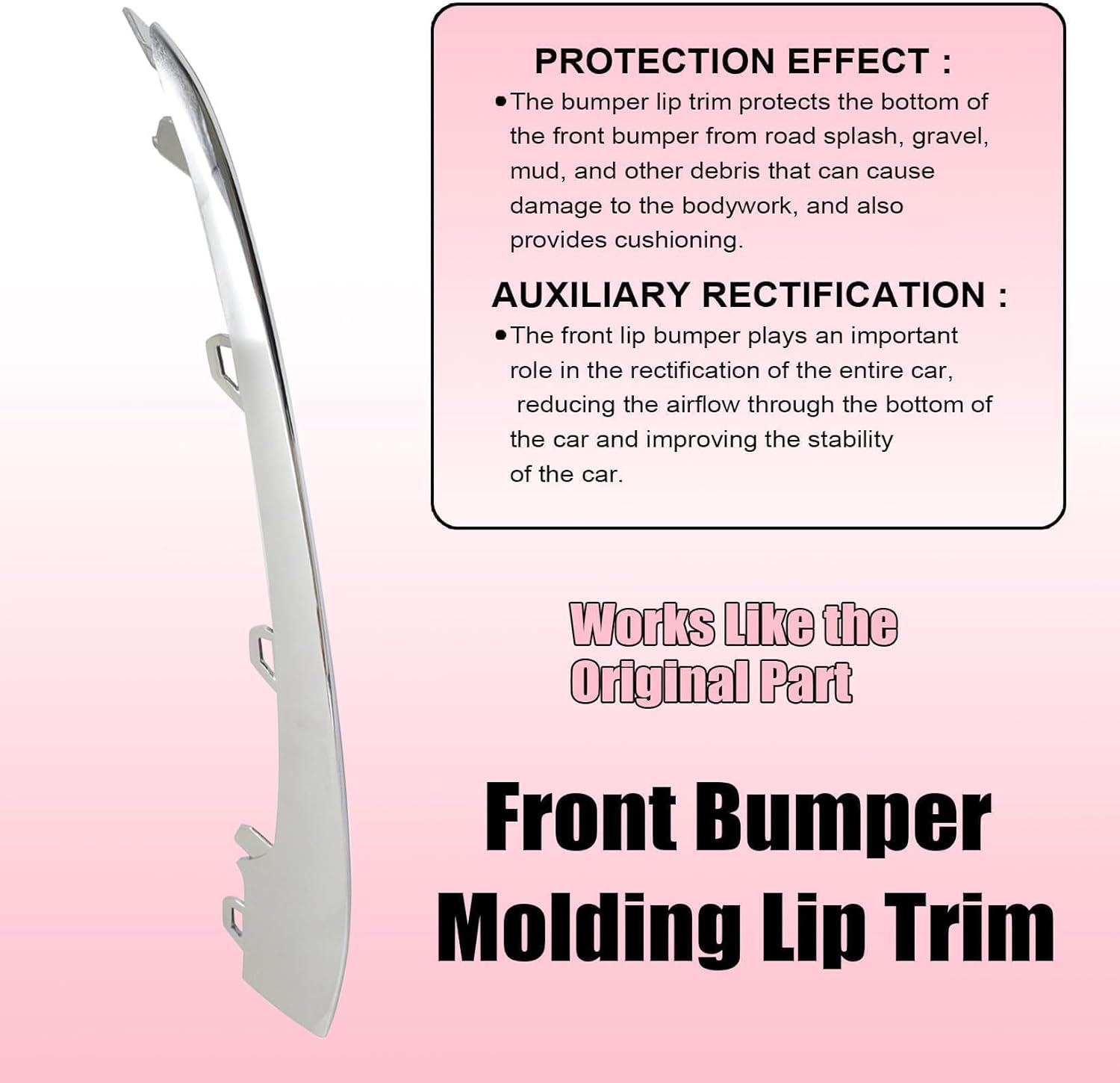 NLQR Chrome Right Front Bumper Lip Trim Molding, Fit for Mercedes-Benz W222 S450 S450L S560 S560L 3.0L 4.0L 6.0L 2018-2020, Replace A2228857800 Bumper Lip Trim Strip