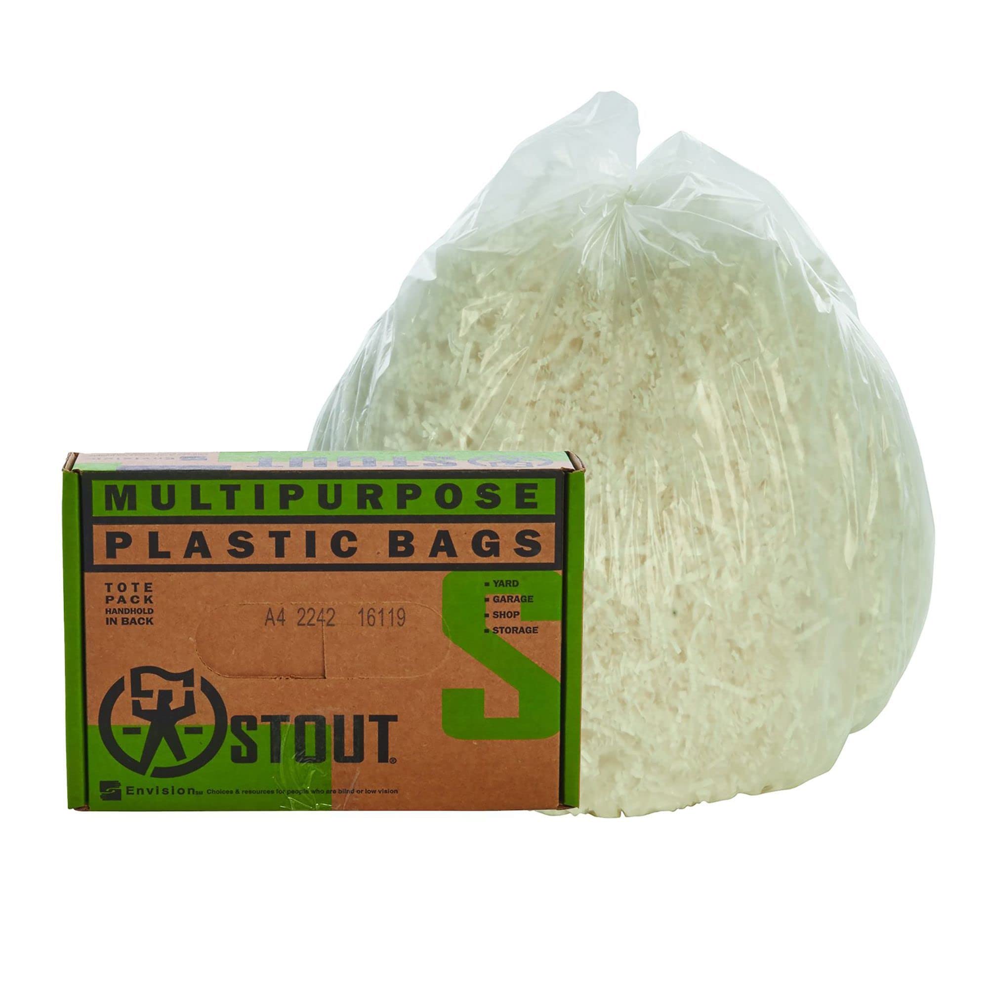 Stout by Envision Bags LLDPE, 10 Gal, 24 X 24, Clear, Heavy 0.8 Mil, 100 Bags Per Case, Highly Puncture and Tear Resistant (GPBF-2424)