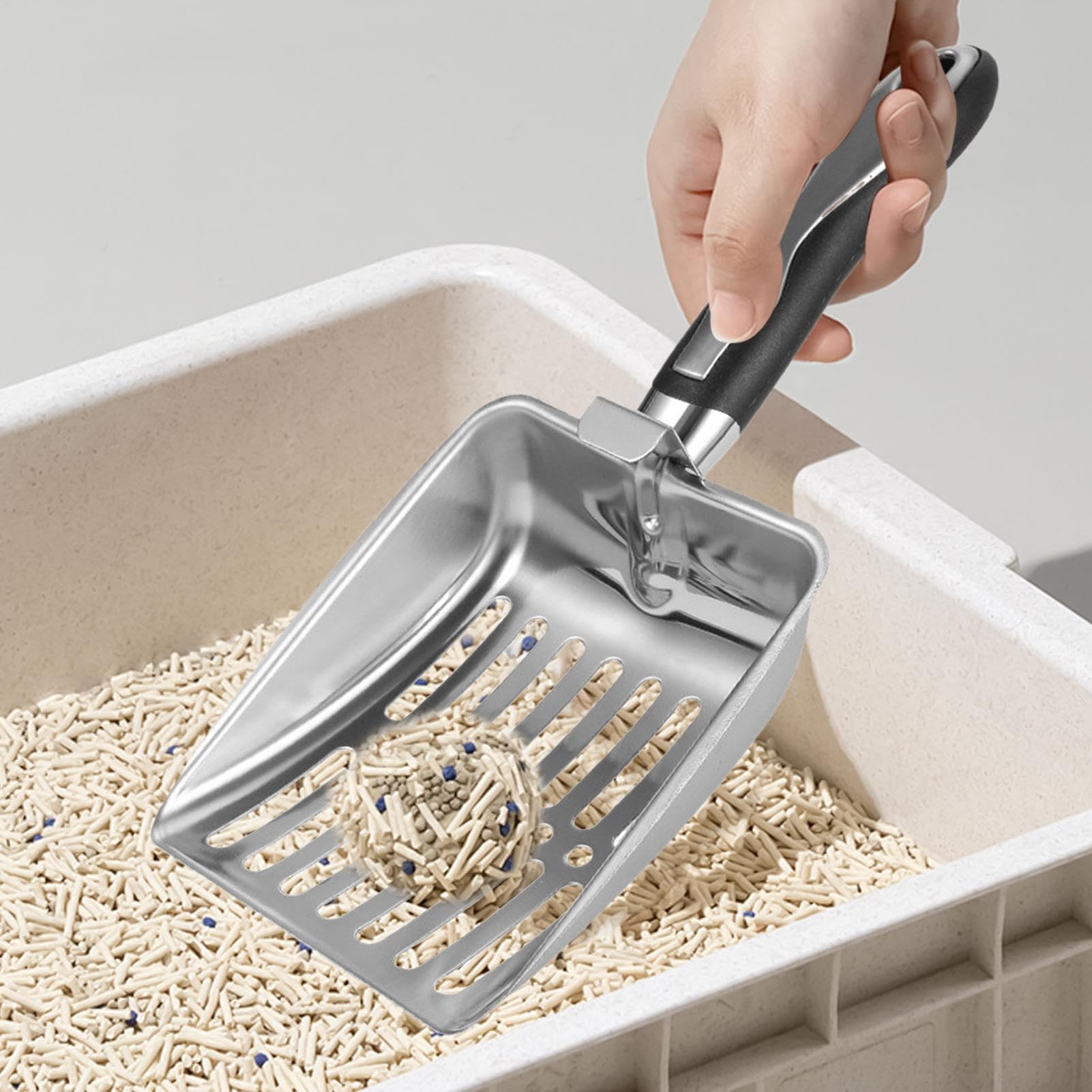 Katzenstreu-Schaufel, Robustes Siebwerkzeug mit ergonomischem Langen Griff, tragbares Reinigungswerkzeug for Wohnung, Reisen, Zuhause, Innenbereich