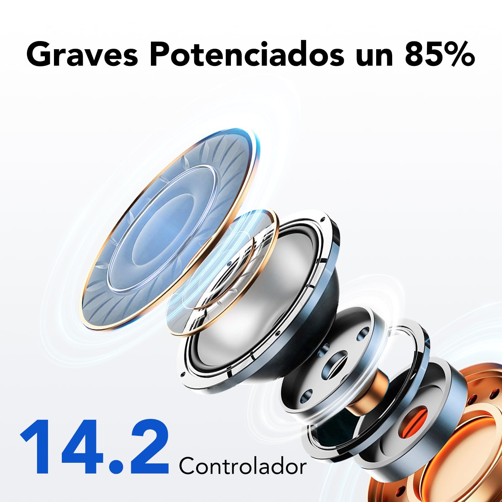 Auriculares Inalámbricos Bluetooth, Auriculares Bluetooth 5.3, 4 Mic con Reducción de Ruido ENC, 50H con Graves, Cascos Inalambricos Bluetooth IP7 Impermeable, Carga Rápida USB-C, Ajuste Cómodo — view 2
