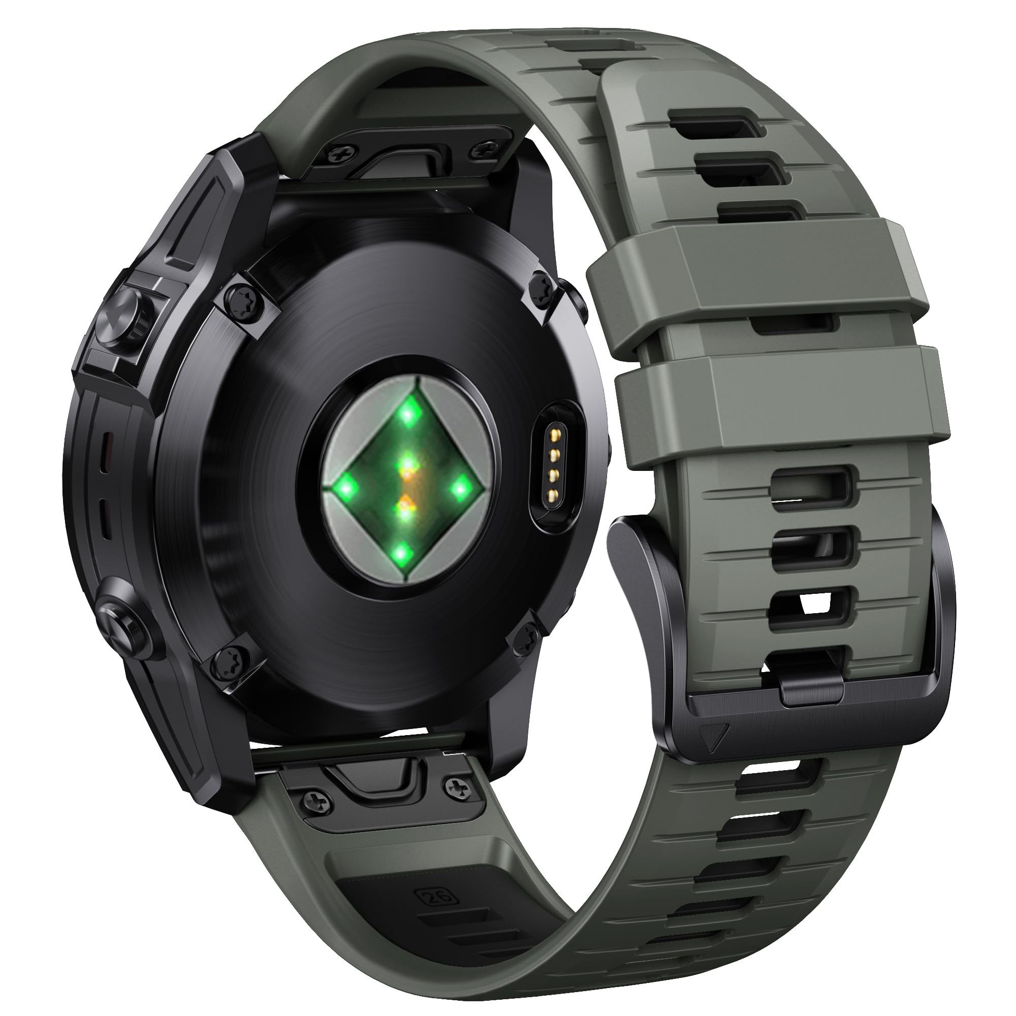 NotoCity for Fenix 7X Pro/6X Pro Band for Fenix 6X Strap Fenix 7X Band 26mm Width Fenix 5X Plus Wristband for Descent Mk2i/tactix Delta/tactix 7 Pro Soft Silicone Watch(Pale Green-Black)