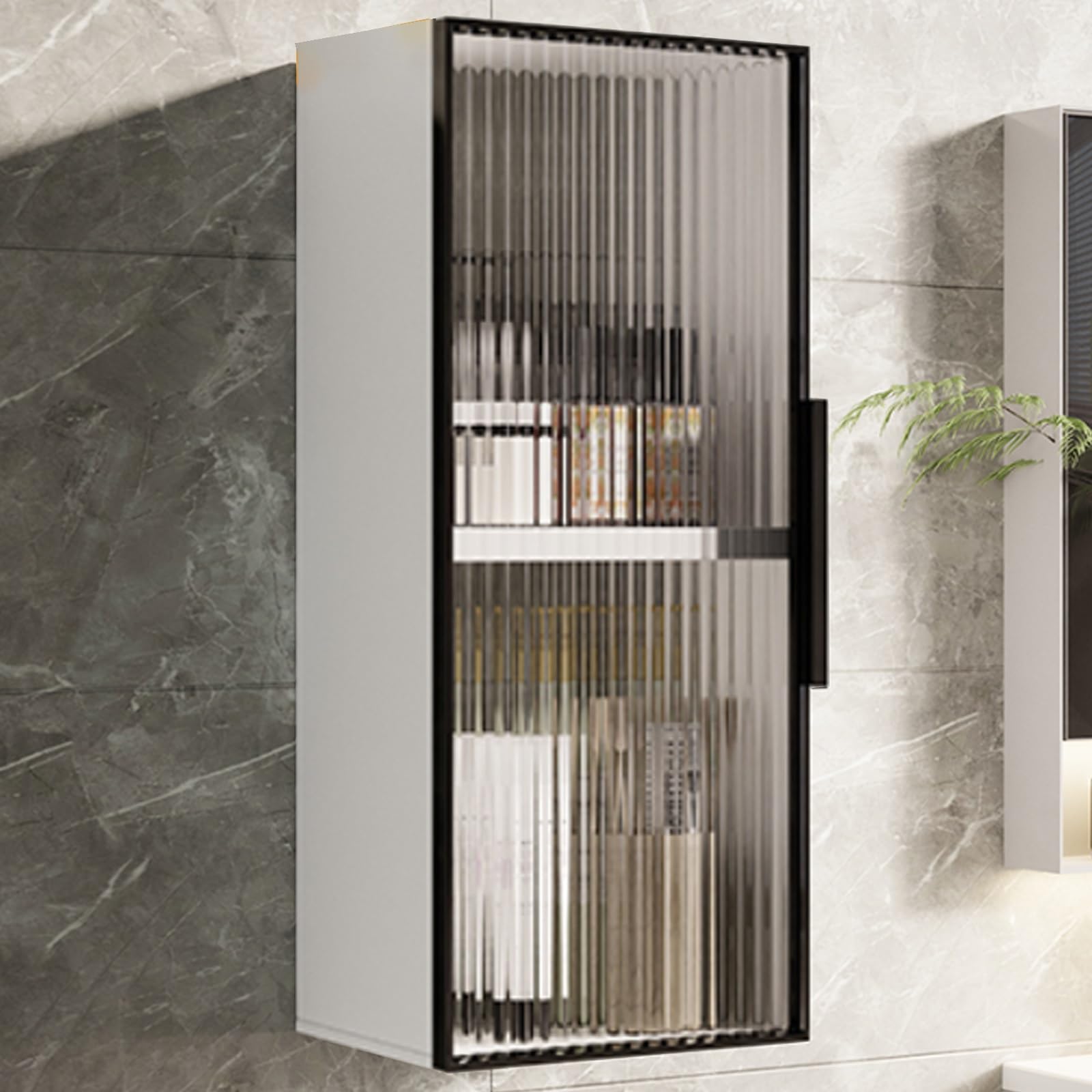 Aluminum Wall Mounted Sto Cabinet Versatile Over The Toilet For Bathroom Kitchen & Dining Room Mcine & Makeup Sto Solut,White+Black-60*15*25Cm/23.6*5.9*9.8In,White+black-60*15*25cm/23.6*5.9*9.8in