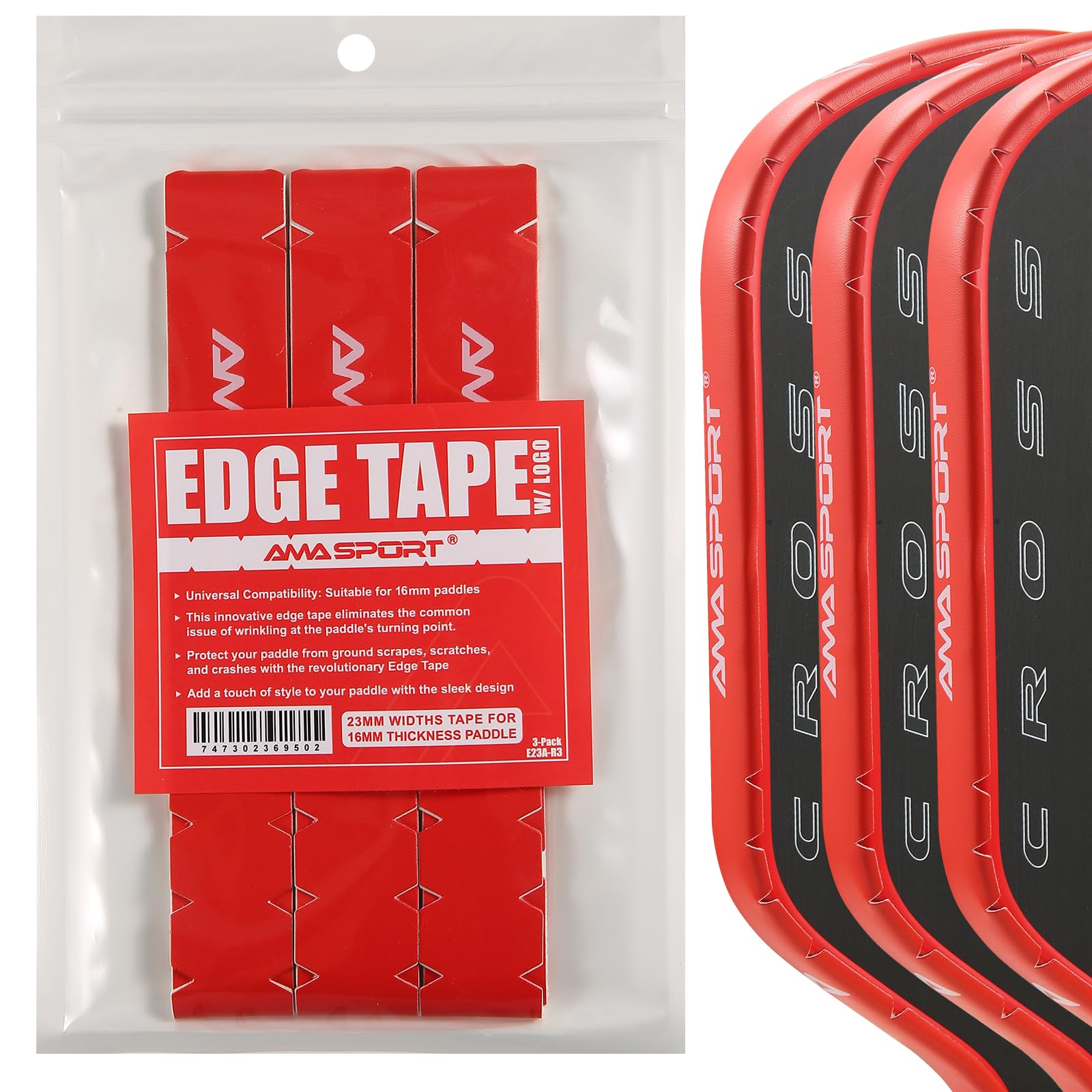PICKLETECH Pickleball Paddle Edge Protection Tape with Logo- Paddle Head Edge Guard - Racket Edge Protects Tape -Fit Perfectly Curved Edge -No Wrinkling