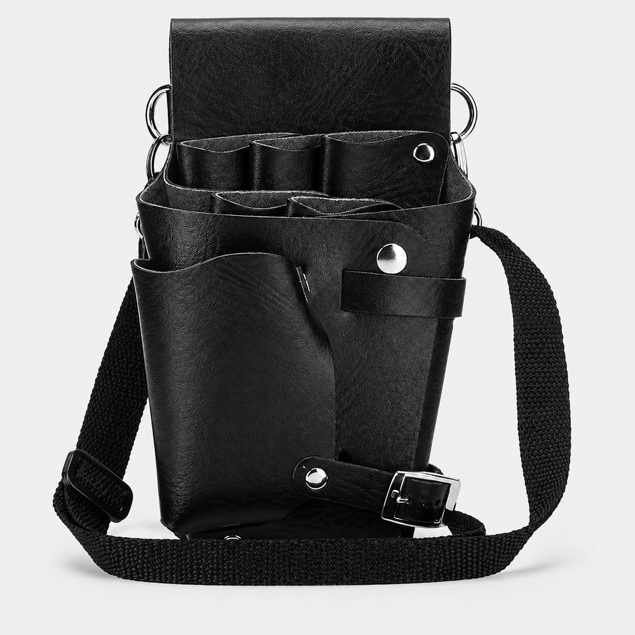 Mnixy PU Leather Hairdressing Tool Belt Pouch with Adjustable Strap, Black