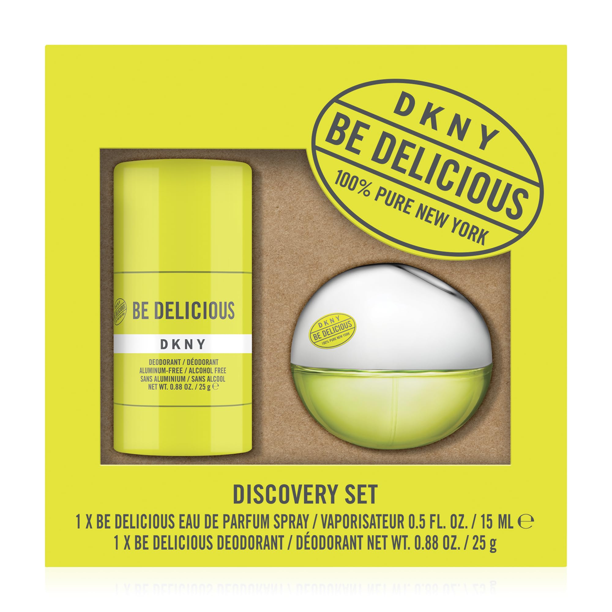 DKNY Be Delicious Discovery Set For Women - Eau de Parfum Mini Spray 0.5 Fl. Oz. & Aluminum Free Deodorant Stick 0.88 Oz.