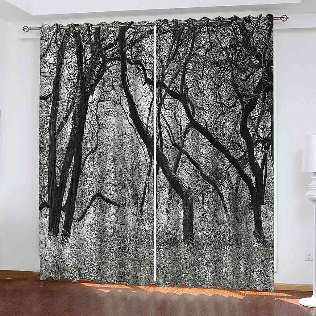 Rideaux occultants design forêt pour créer un cocon apaisant dans la chambre des enfants