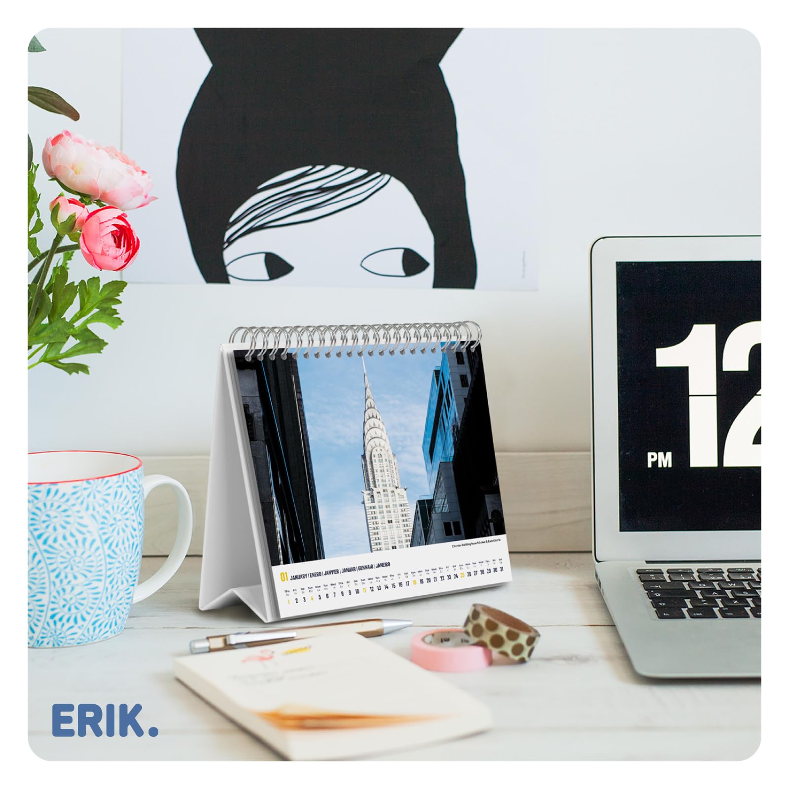 Grupo Erik Desk Calendar 2026 - New York Calendar 2026 Month To View | Monthly Desk Planner, Desktop Gifts Under 10 Pounds | Travel Gifts For Friends