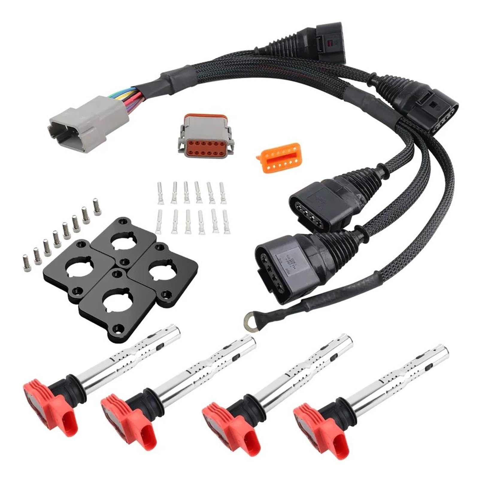 Bobine D'allumage Module D'allumage Packs Bobines D'allumage + Kit Faisceau Conversion pour pour A4 pour VW pour Passat B5 pour Golf pour Jetta 1.8T À 2.0T pour FSI R8