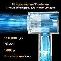 webeauty 5 az 1-ben Hajszárító és Hajformázó Készlet - 110.000 RPM, 200 Millió Negatív Ion, Kefés Hajszárító és Légáramú Hajgöndörítő, Fehér 2